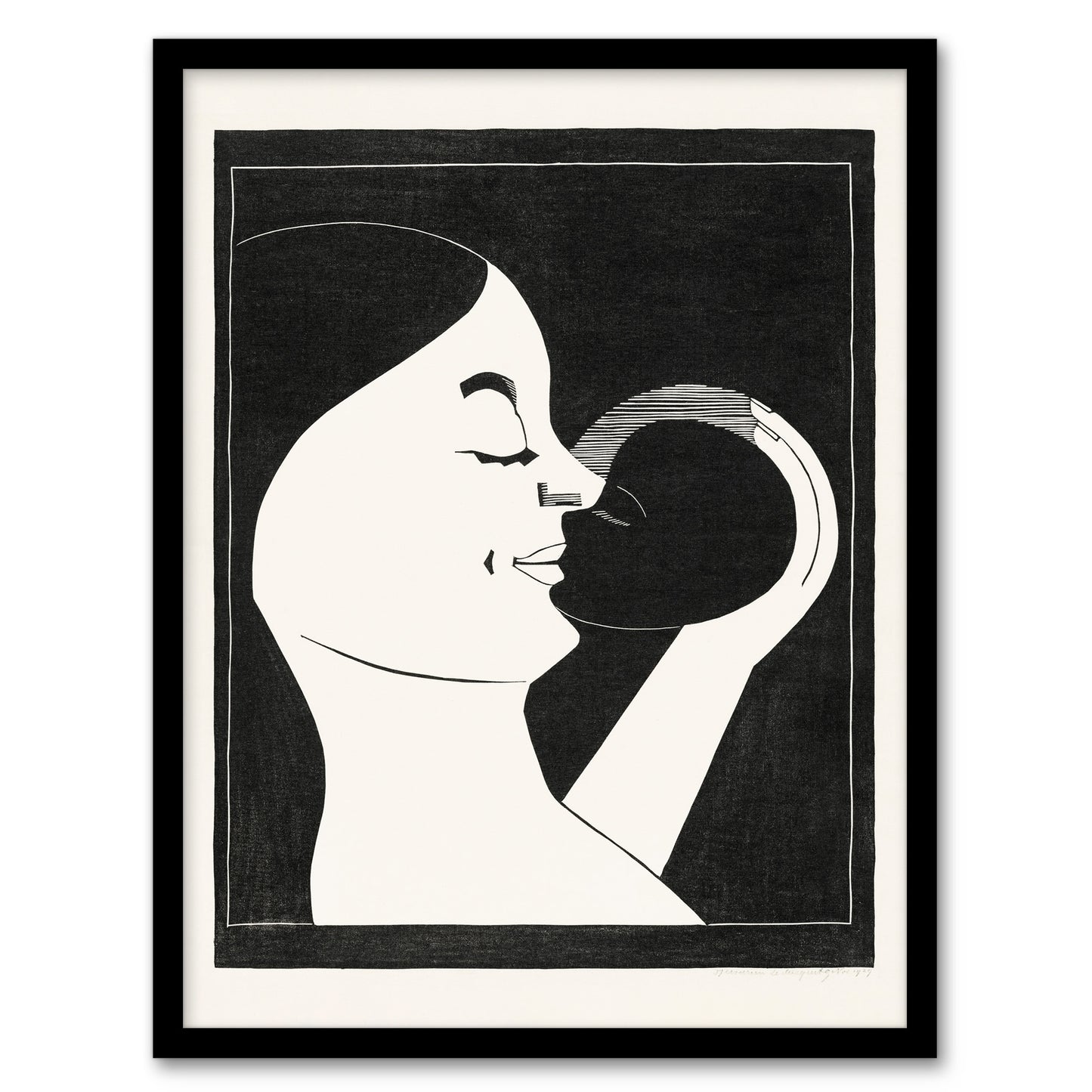 Samuel J De Mesquita Framed Wall Art Mother and Child Stylised Painting