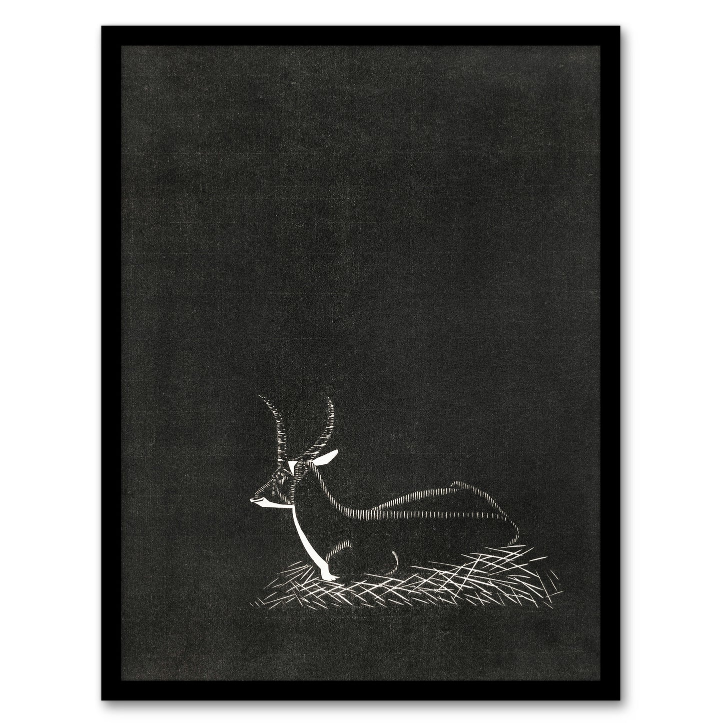 Samuel J De Mesquita Framed Wall Art Stylised Waterbuck Painting Home Décor