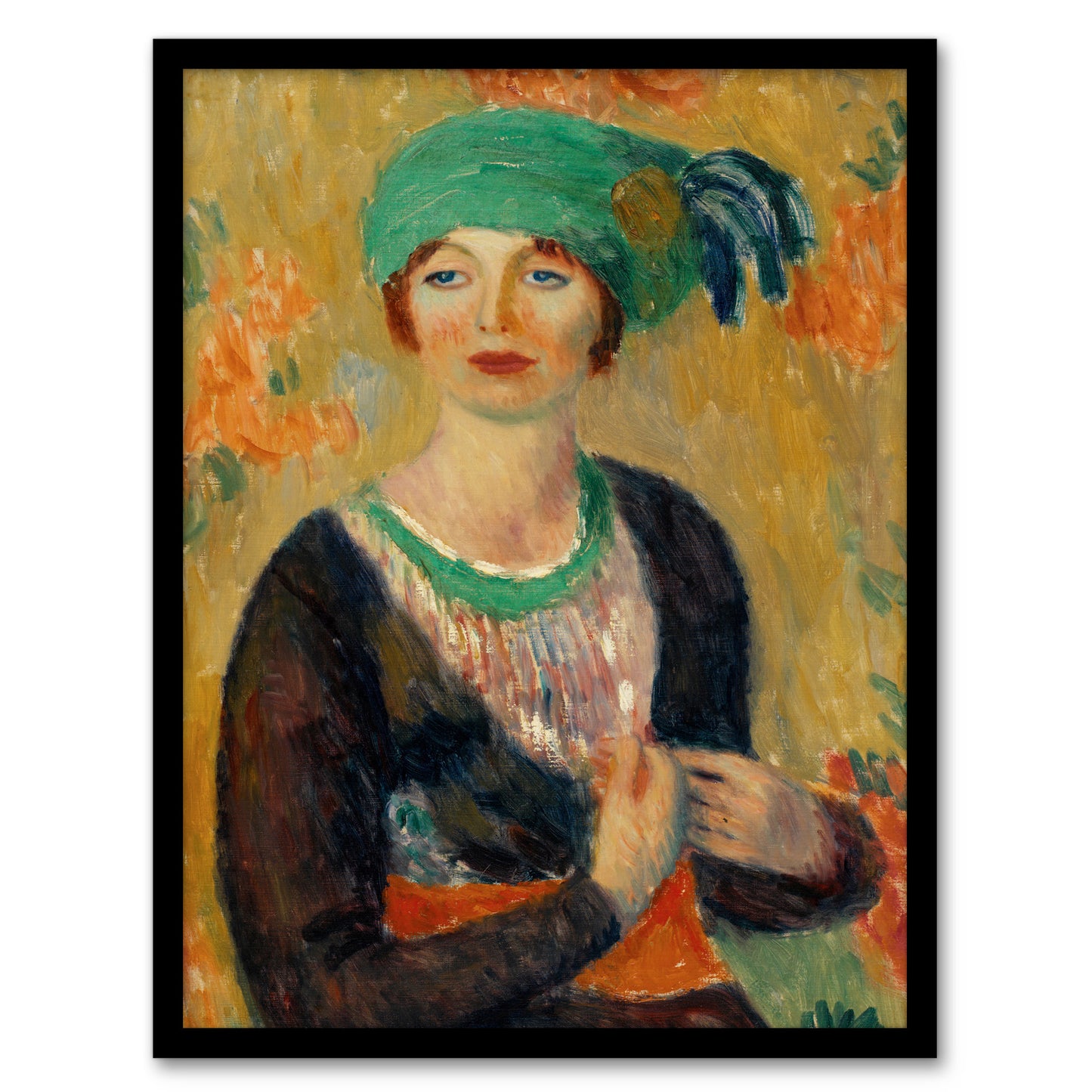 William James Glackens Framed Wall Art Portrait of a Girl in Green Turban