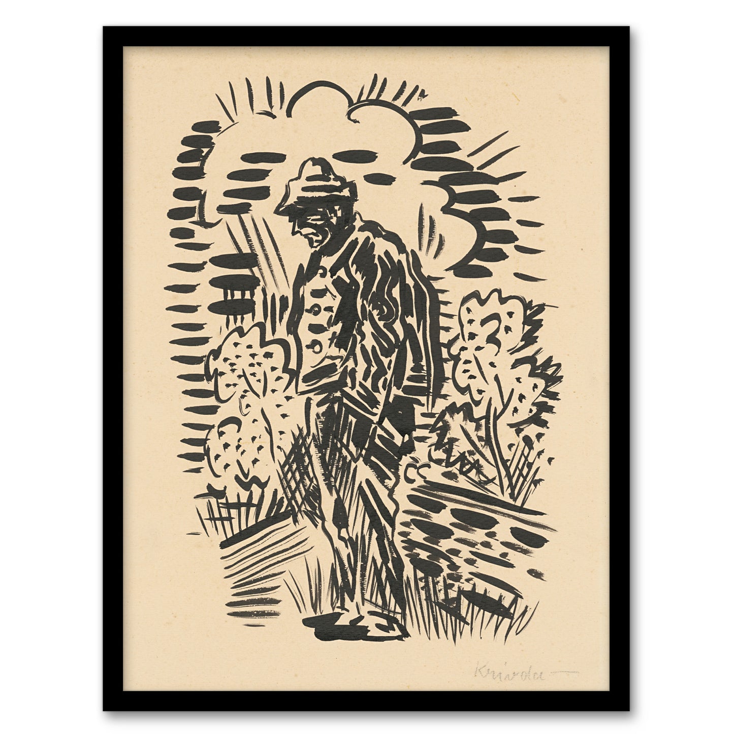 Guilt Ink Drawing Arnold Weisz Kubincan Framed Wall Art Print
