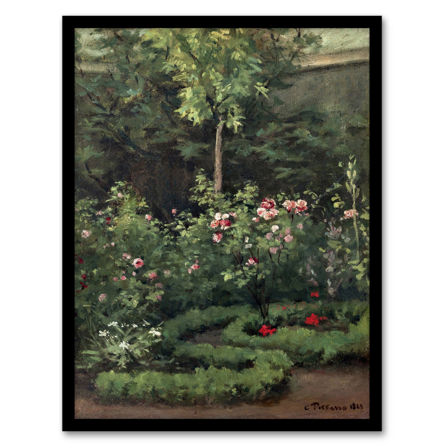 A Rose Garden Landscape Camille Pissarro Framed Wall Art Print