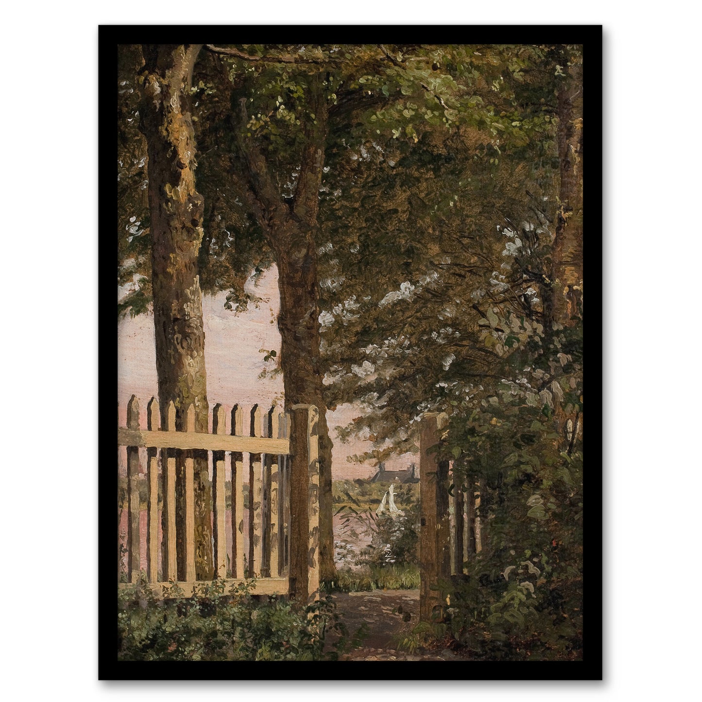 Sailboat and the Garden Gate Christen Kobke Framed Wall Art Print