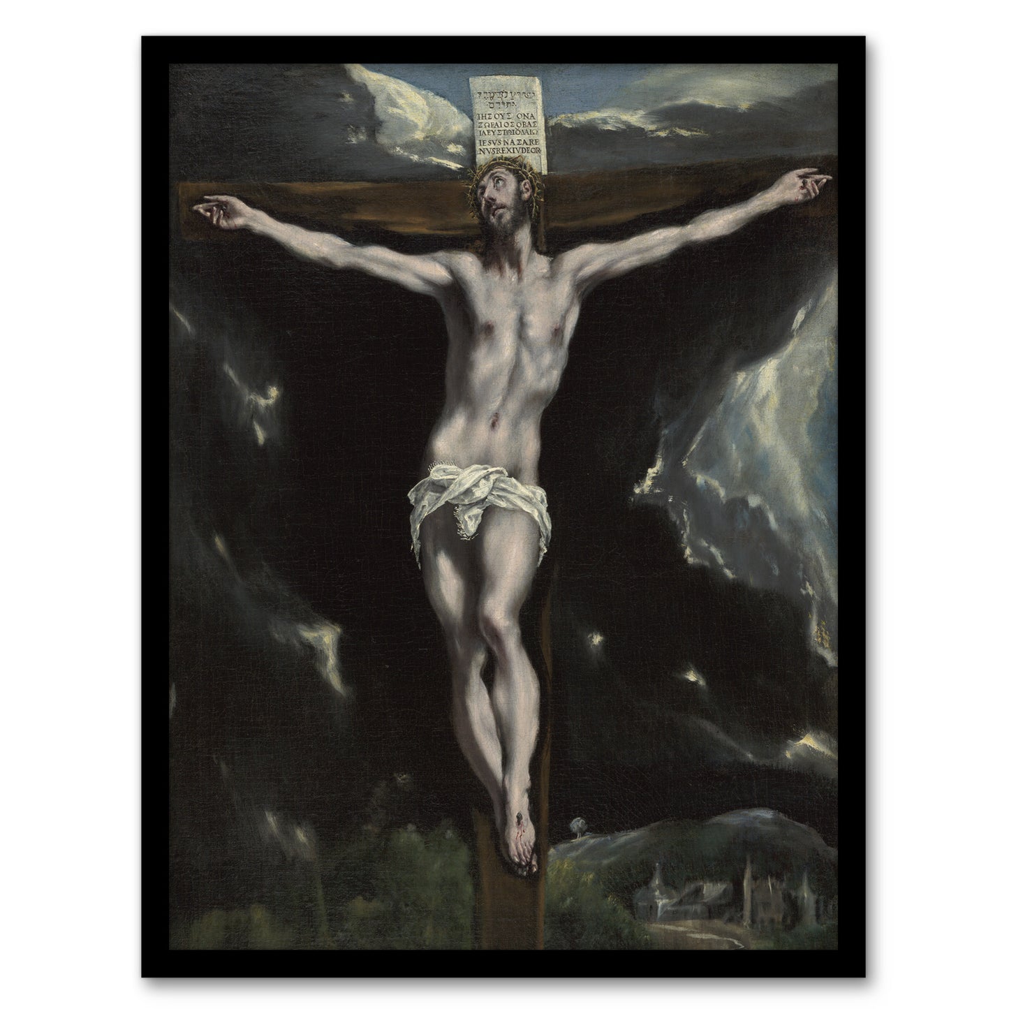 Christ on the Cross Cropped Oil Painting El Greco Framed Wall Art Print