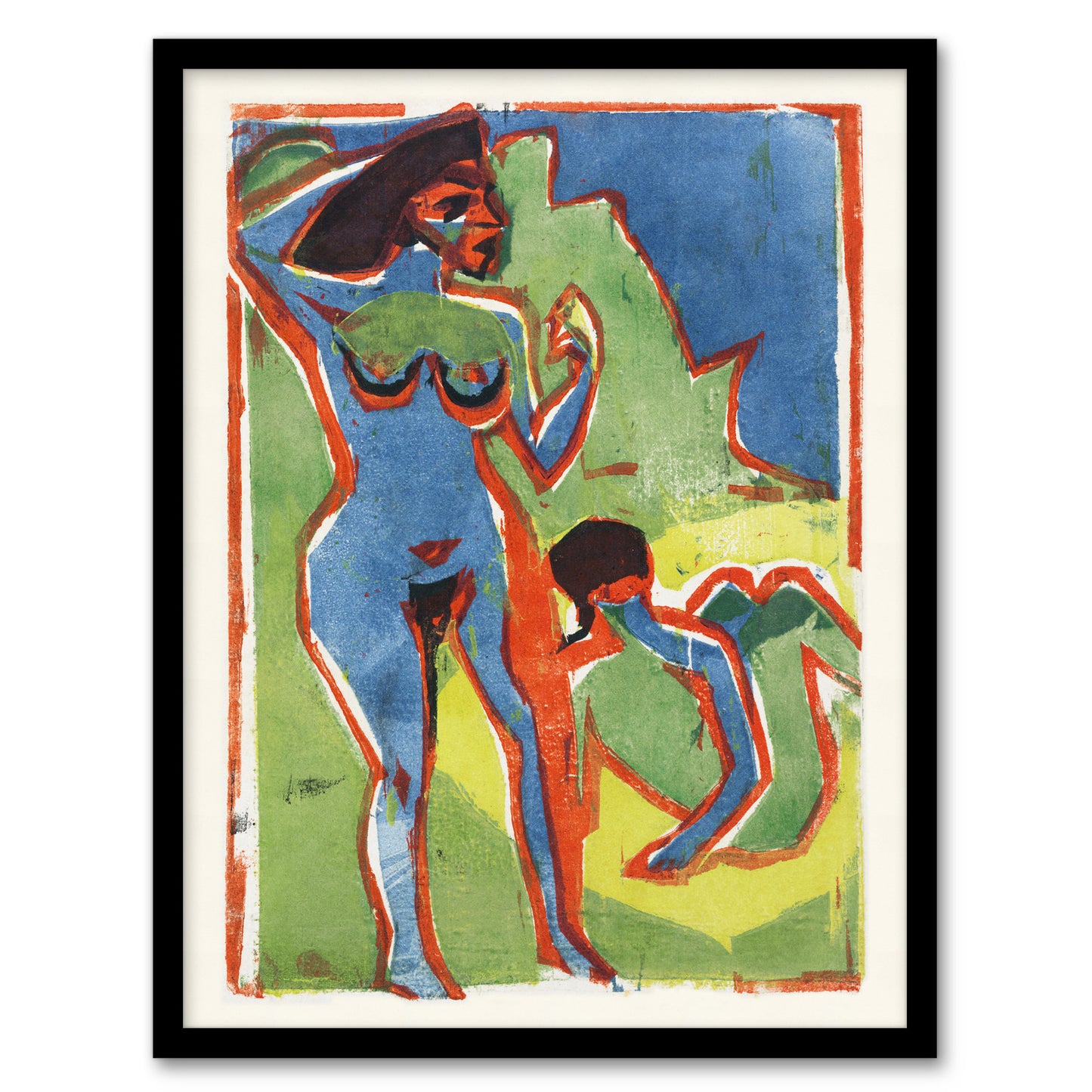 Abstract Bathing Women Ernst Ludwig Kirchner Framed Wall Art Print