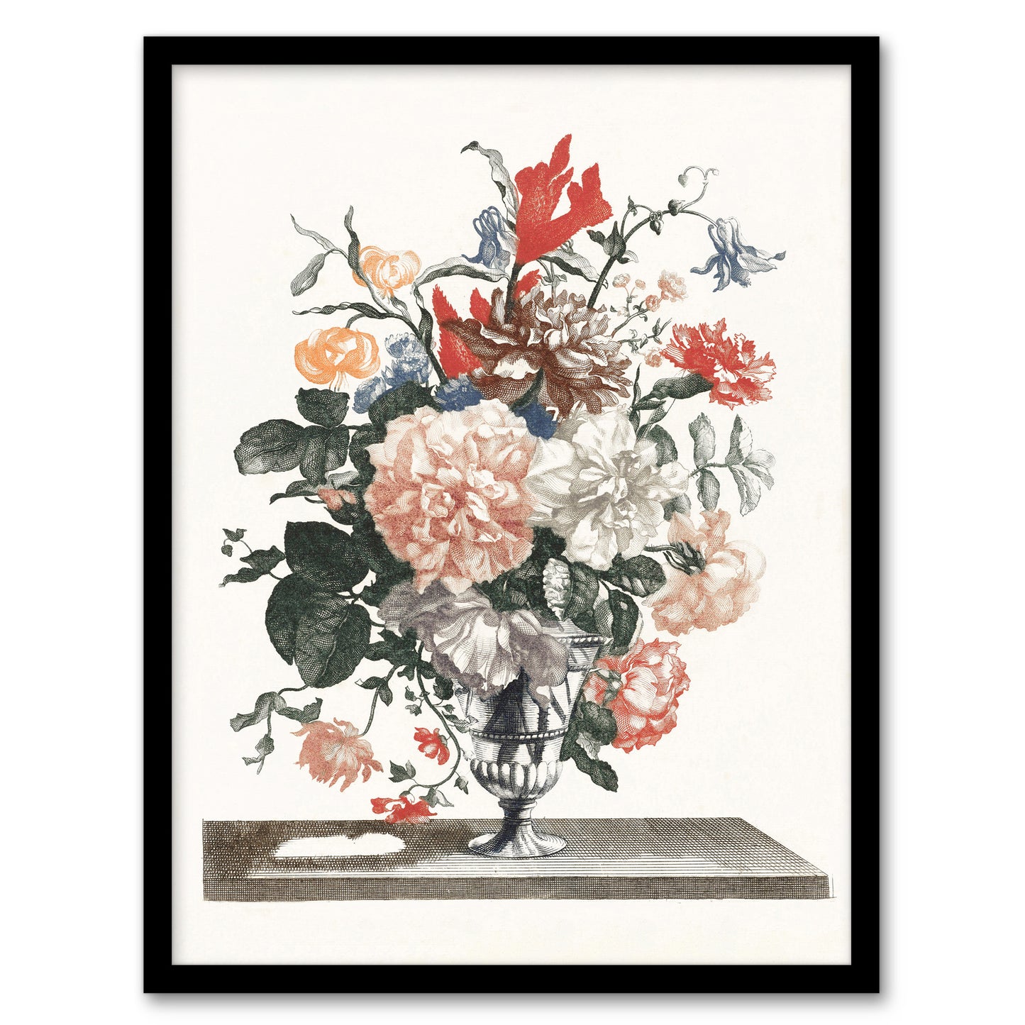 Flower Bouquet In A Glass Vase Johan Teyler Framed Wall Art Print