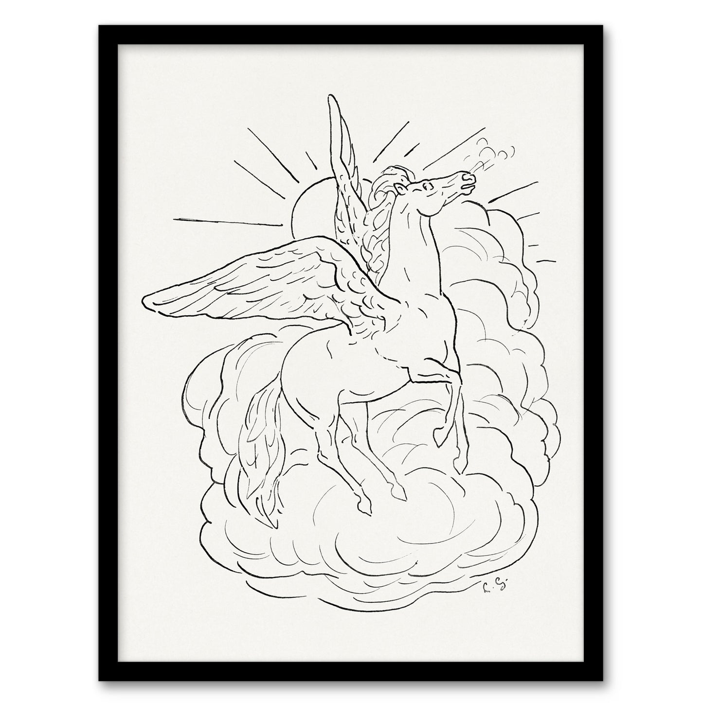 Pegasus Flies In Front Of A Cloud Leo Gestel Framed Wall Art Print