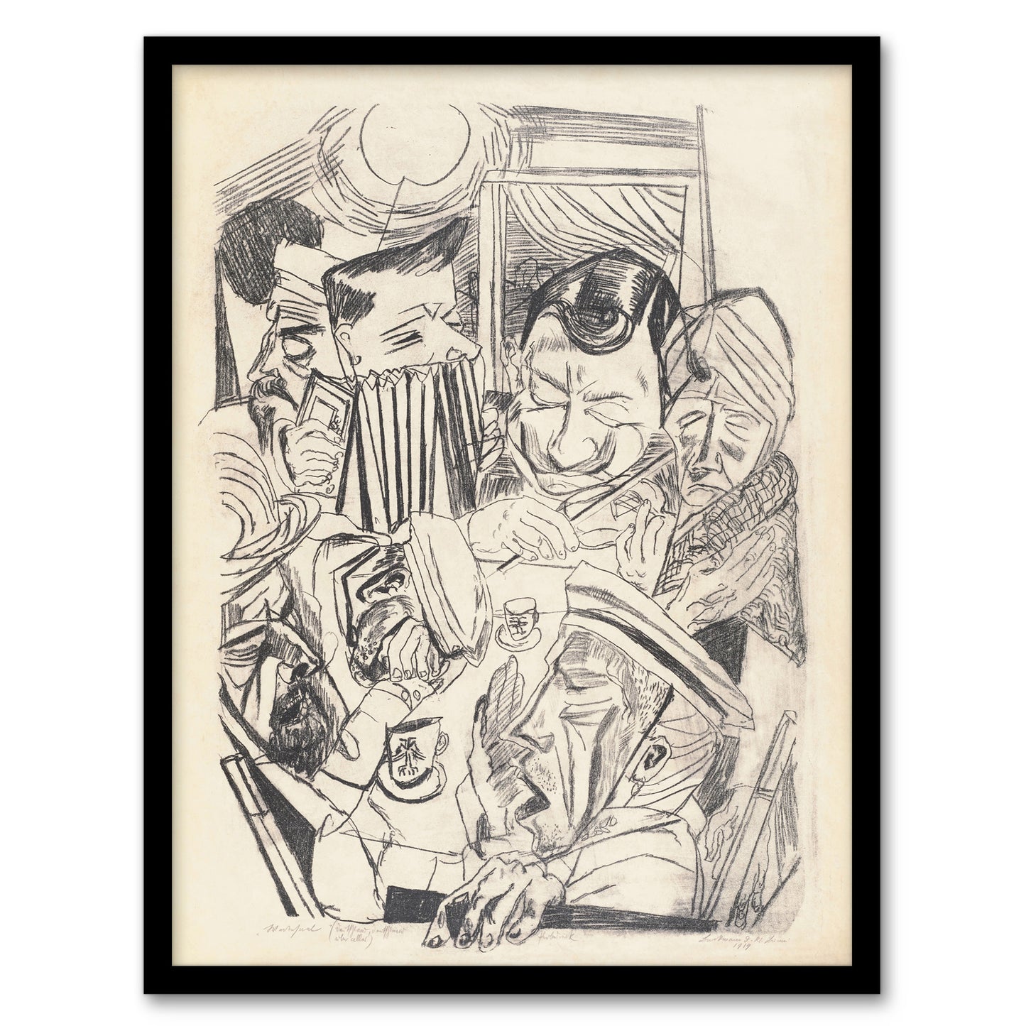 The Patriotic Song Pencil Drawing Beckmann Framed Wall Art Print