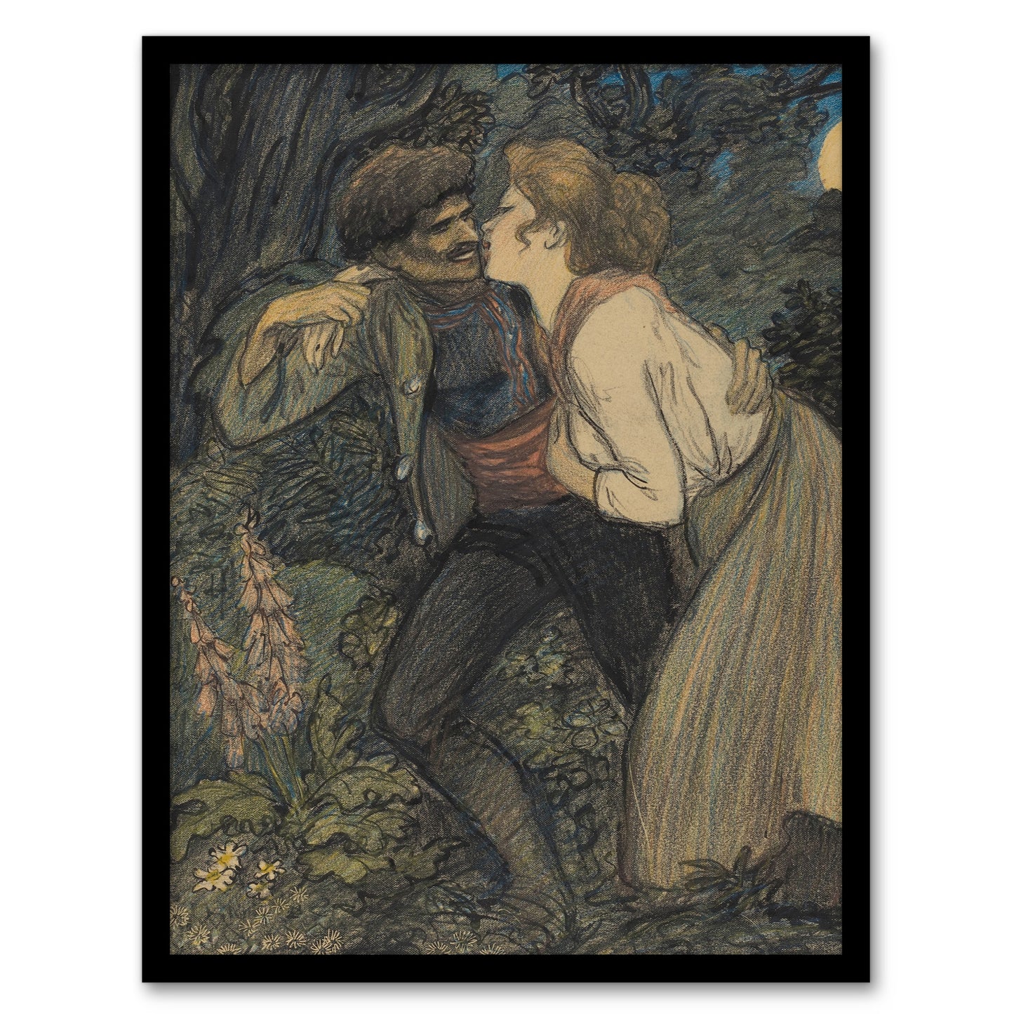 La Chienne Au Loup Painting Steinlen Framed Wall Art Print