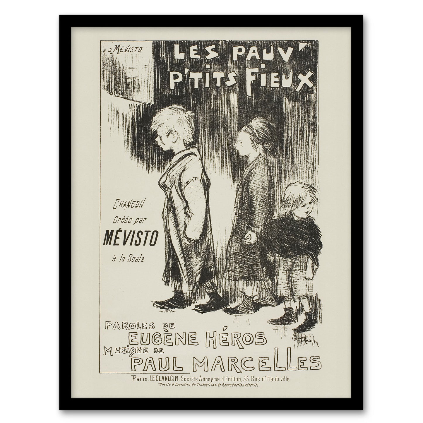 Poor Little Things Poster Sketch Steinlen Framed Wall Art Print