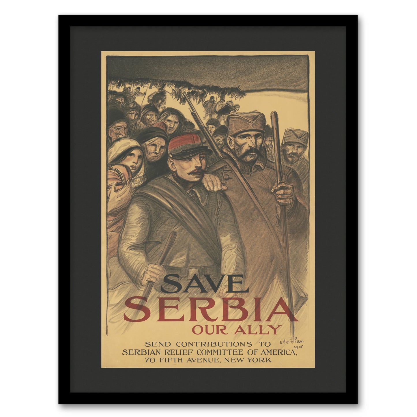 Save Serbia Our Ally WWI Propaganda Steinlen Framed Wall Art Print