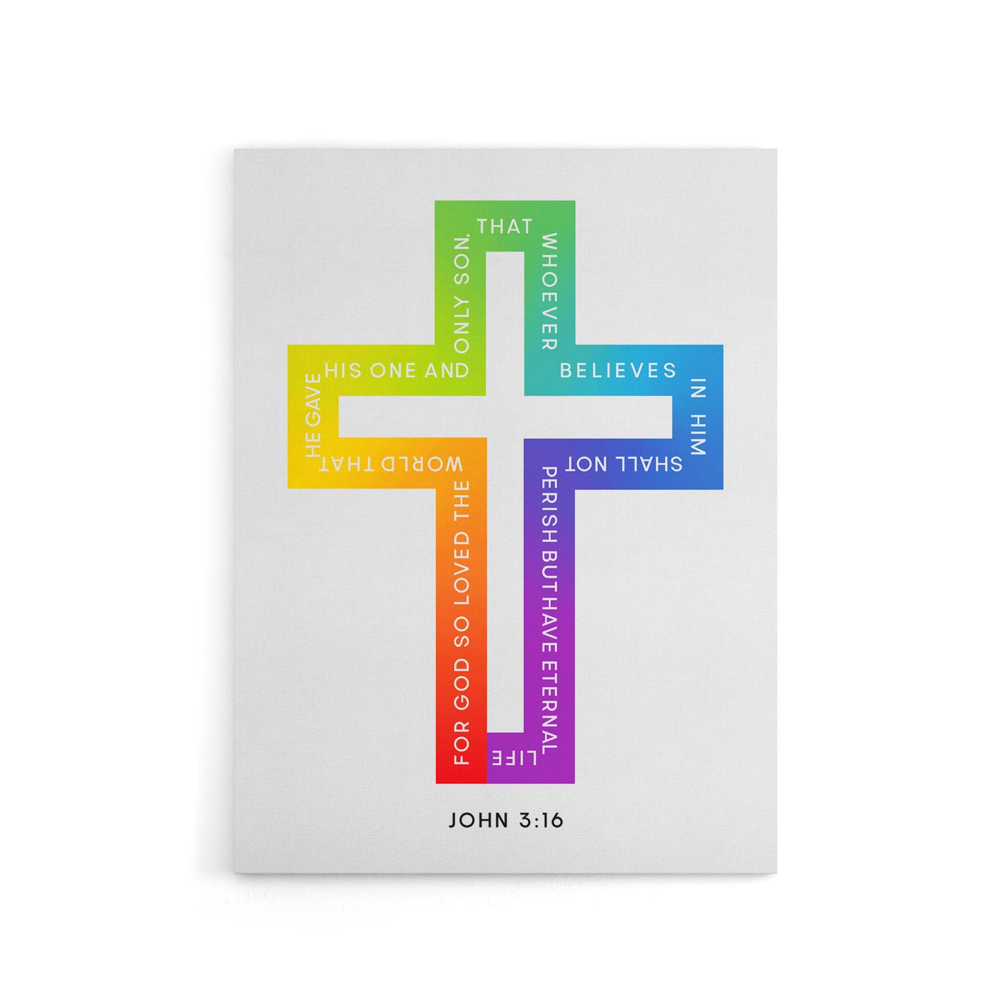 John 3:16 God So Loved The World Colourful Cross Canvas Wall Art Print