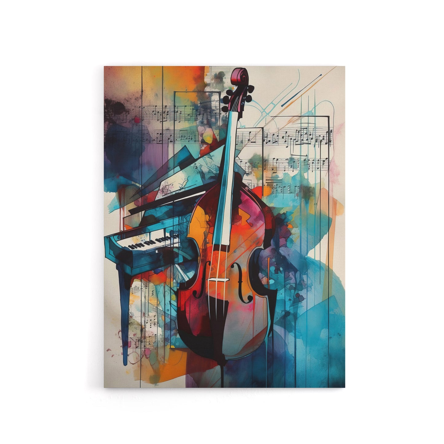 Abstract Notes Violin And Piano Canvas Wall Art Print