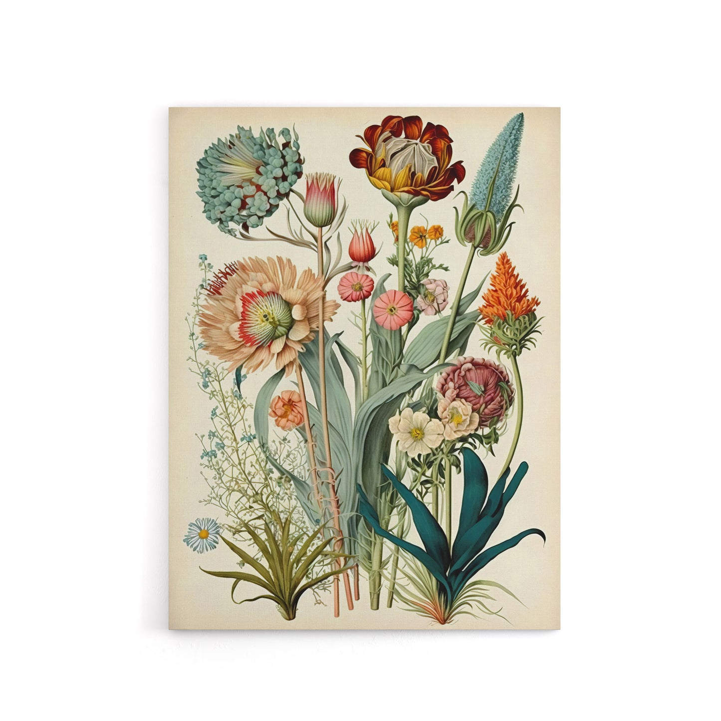 Ernst Haeckel Inspired Wildflowers Canvas Wall Art Print