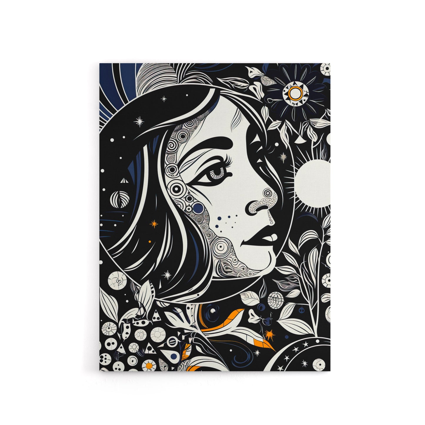 Moon And Sun Tarot Card Style Portrait Canvas Wall Art Print