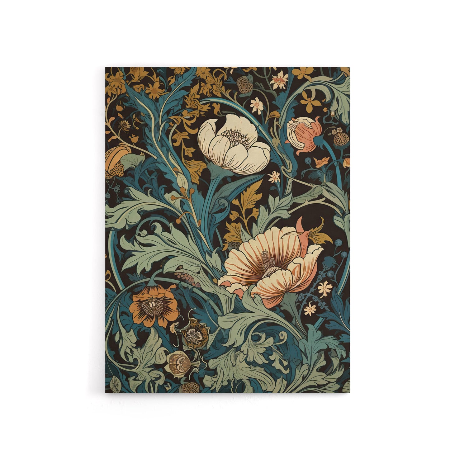 Flowers And Leaves Art Nouveau Canvas Wall Art Print