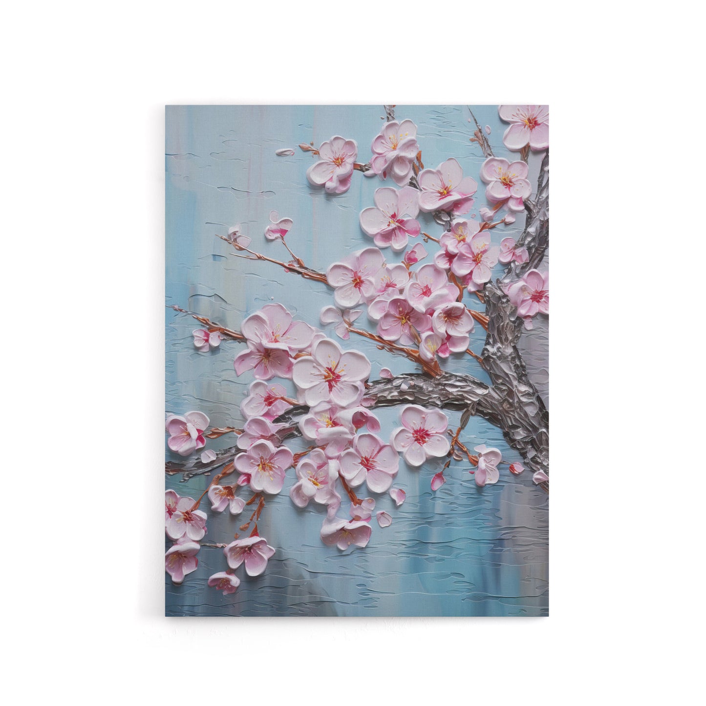 Cherry Blossoms Thick Paint Flowers Canvas Wall Art Print