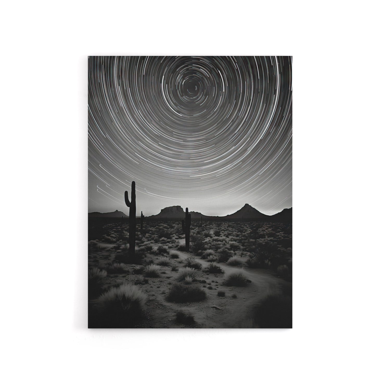 Desert Landscape Star Trail Time Lapse Sky Canvas Wall Art Print