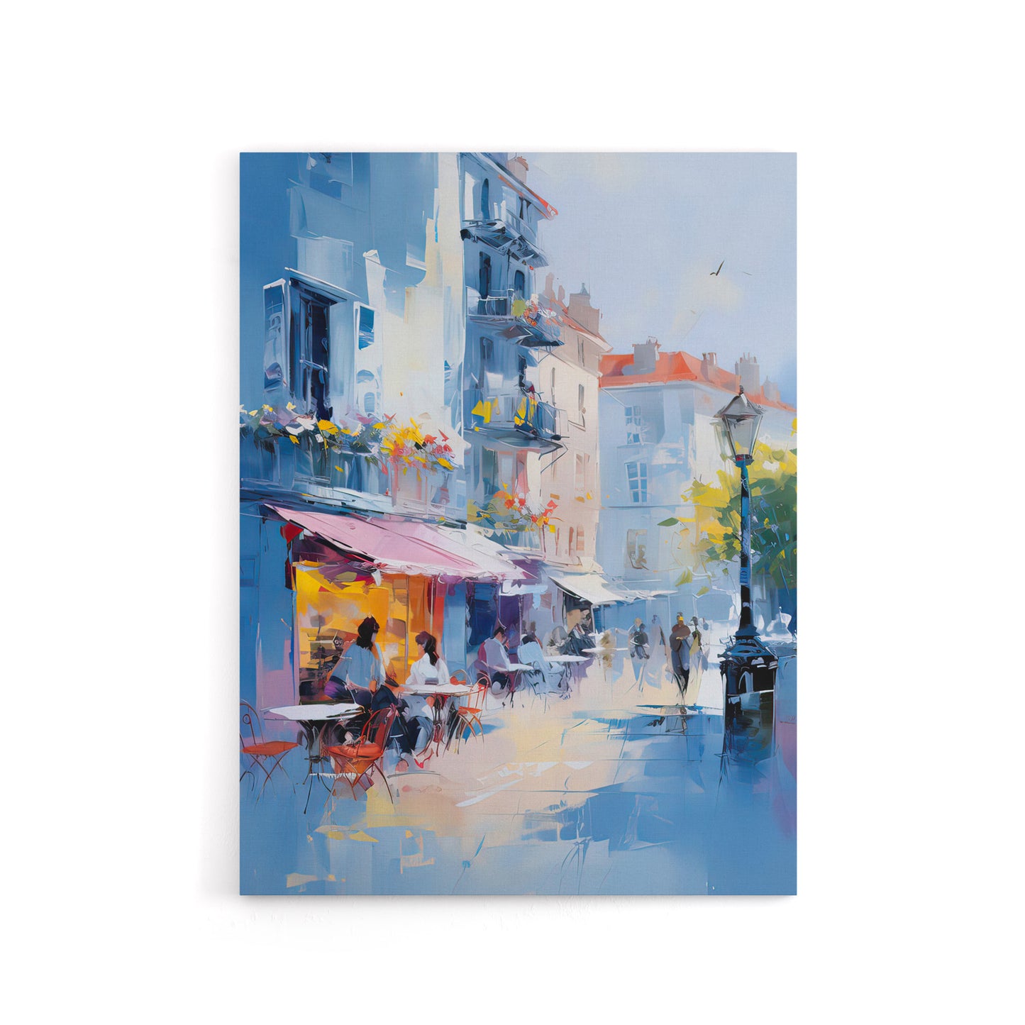 Cafe Street In Paris Canvas Abstract Wall Art