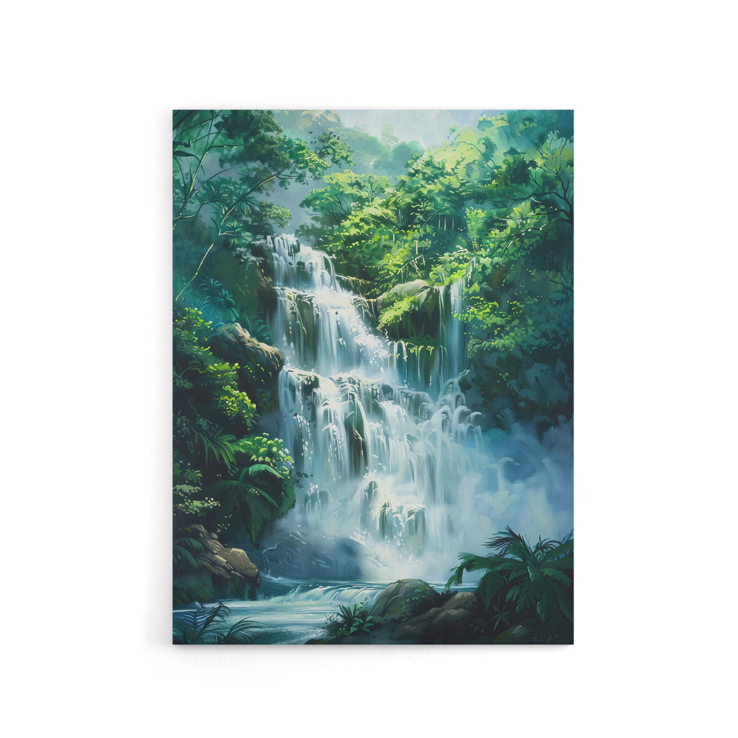 Jungle Waterfall Amazon Rainforest Canvas Wall Art Print