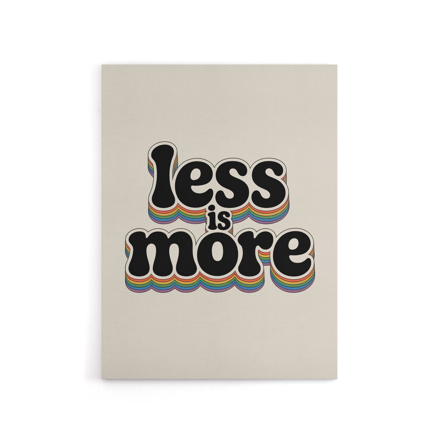 Less Is More Retro Rainbow Font Typography Canvas Wall Art Print