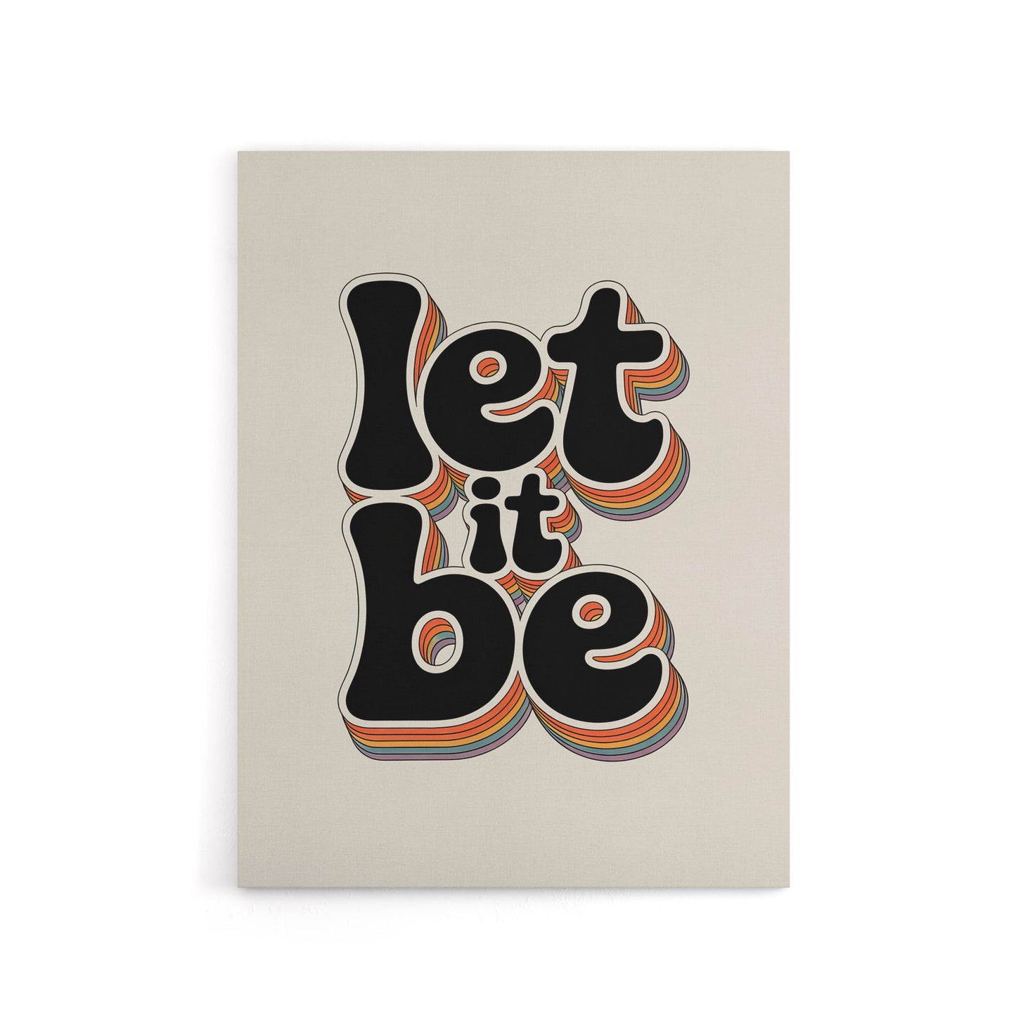 Let It Be Funky Retro Rainbow Font Typography Canvas Wall Art Print