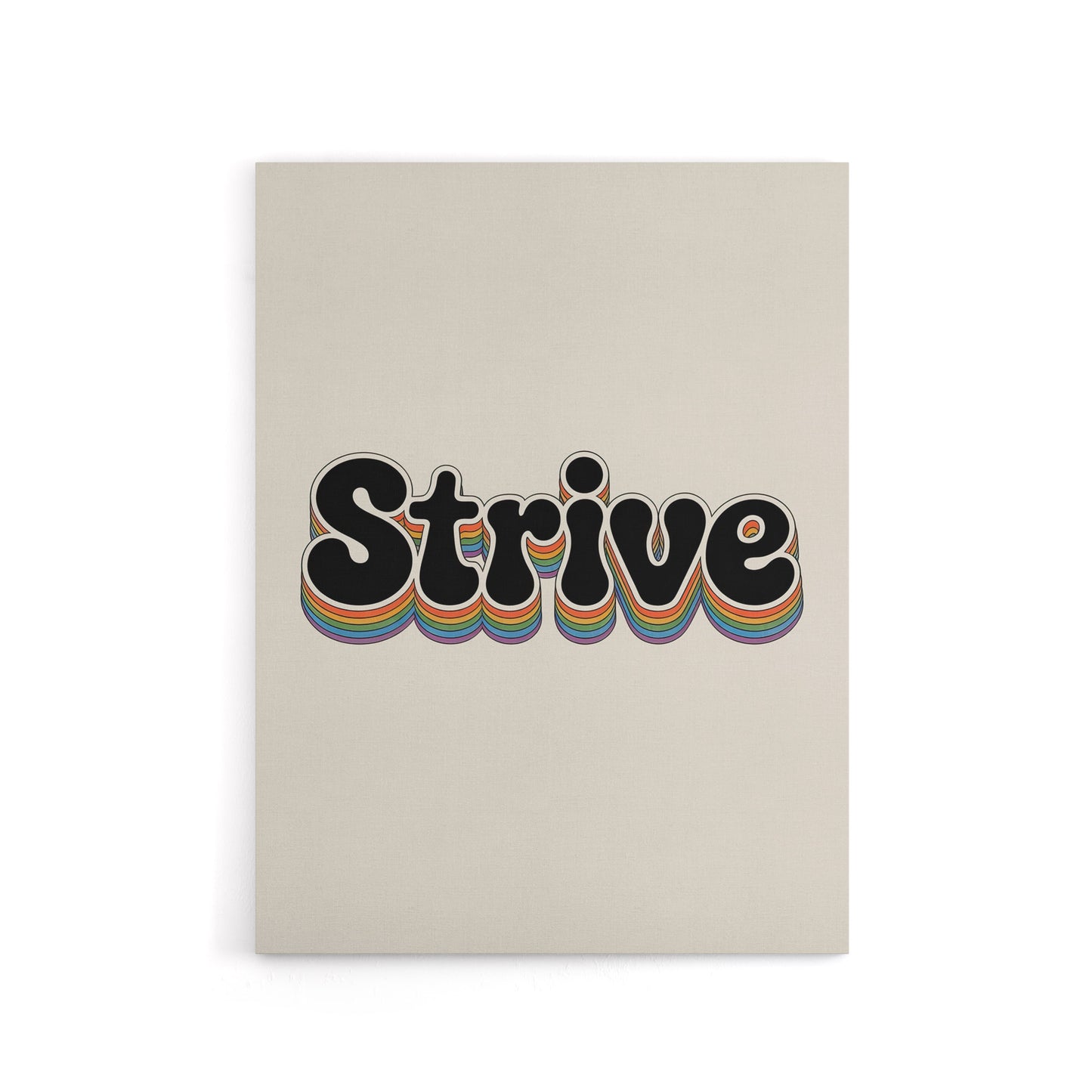 Strive Colourful Retro Rainbow Font Typography Canvas Wall Art Print