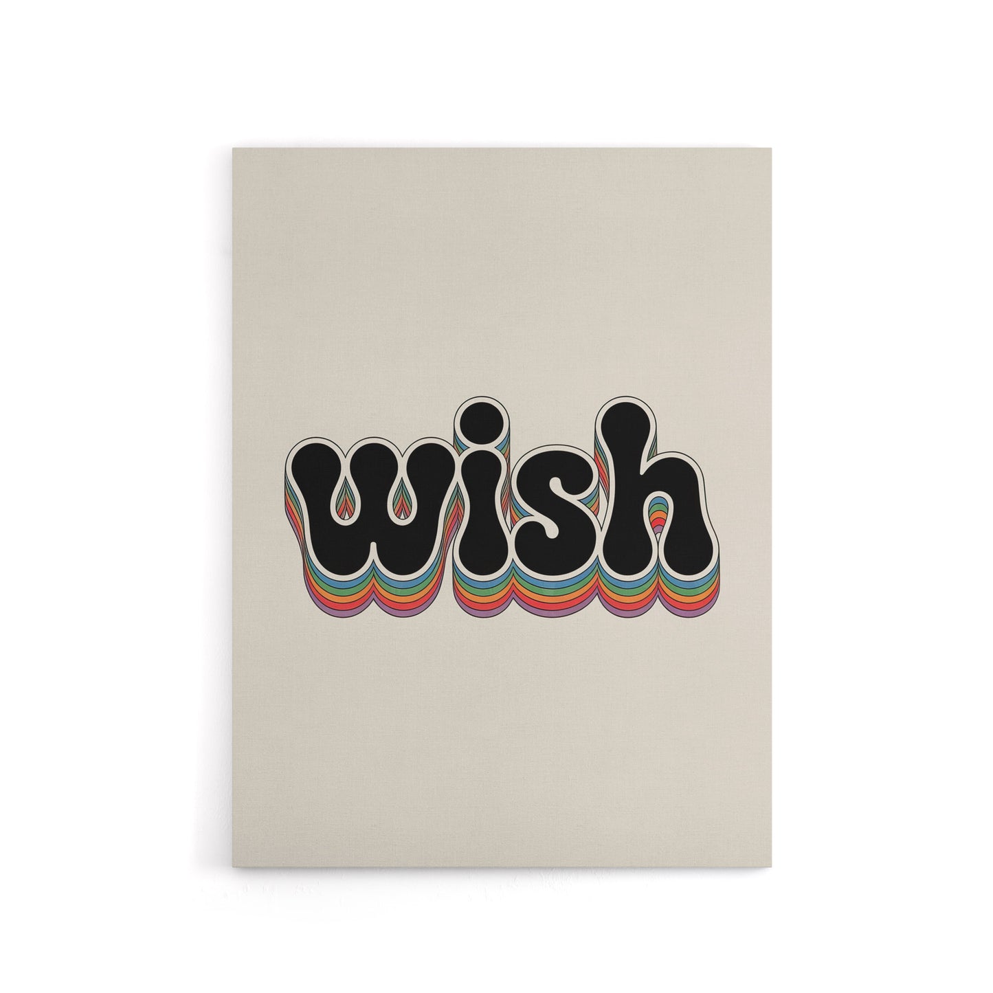 Wish Colourful Retro Rainbow Font Typography Canvas Wall Art Print