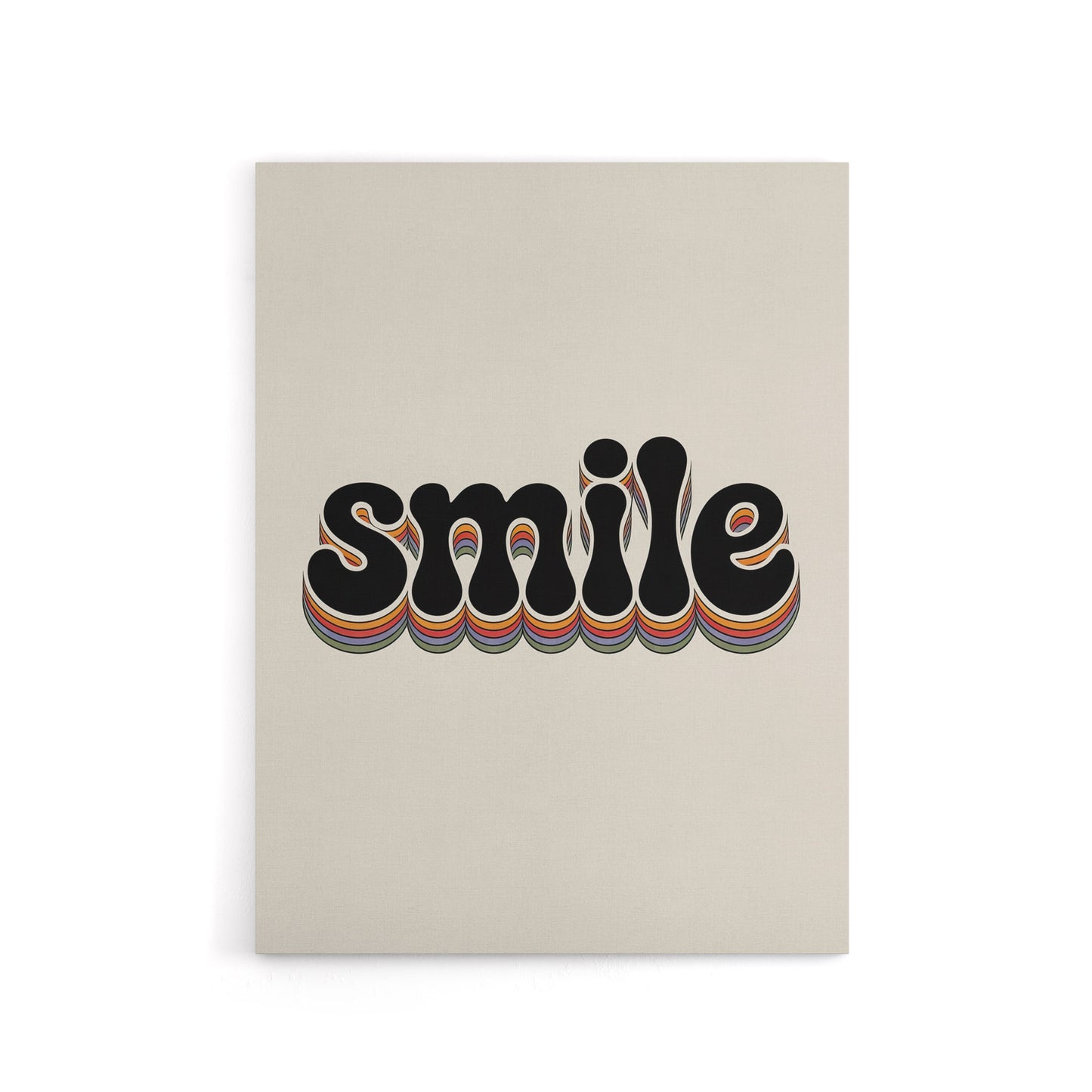 Smile Colourful Retro Rainbow Font Typography Canvas Wall Art Print