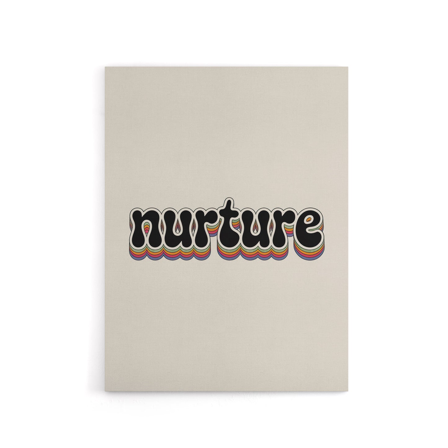 Nurture Colourful Retro Rainbow Font Typography Canvas Wall Art Print