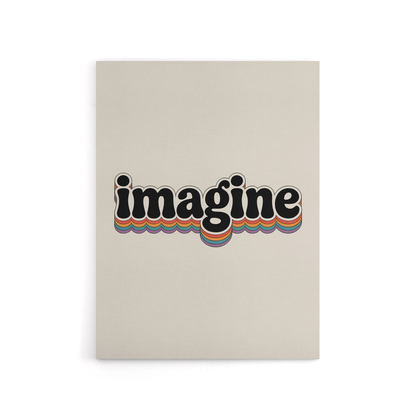 Imagine Colourful Retro Rainbow Font Typography Canvas Wall Art Print