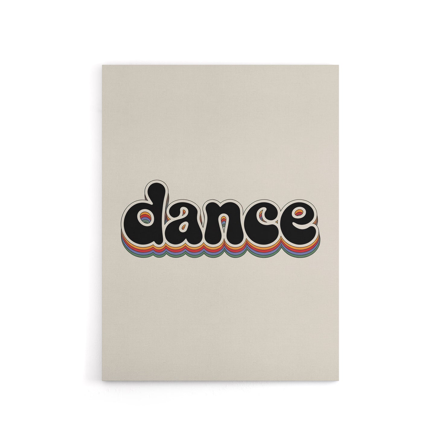 Dance Colourful Retro Rainbow Font Typography Canvas Wall Art Print
