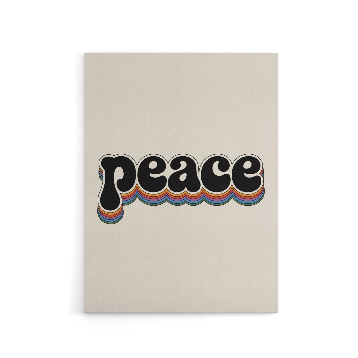 Peace Colourful Retro Rainbow Font Typography Canvas Wall Art Print