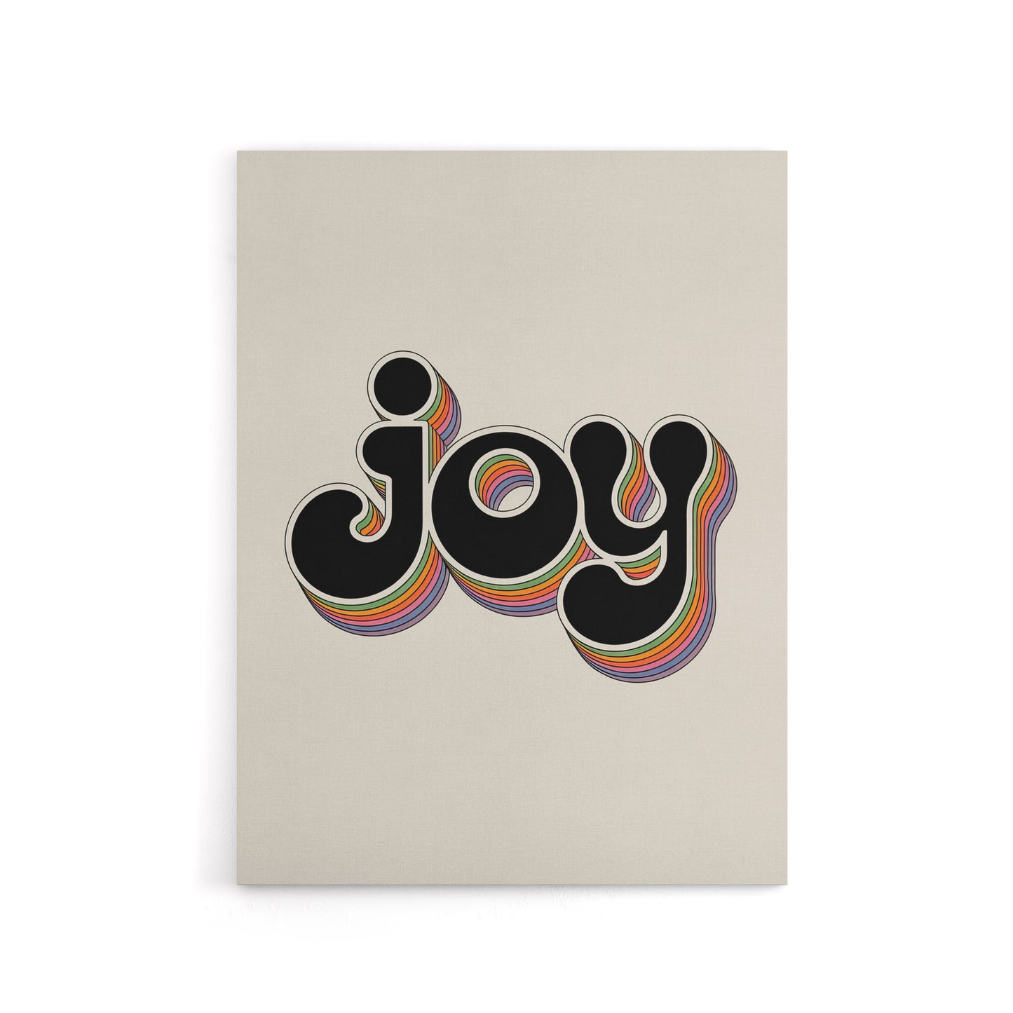 Joy Colourful Retro Rainbow Font Typography Canvas Wall Art Print