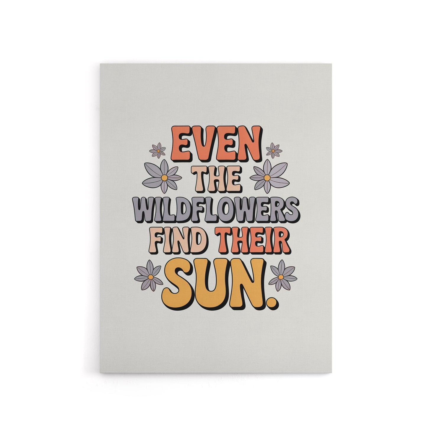 Even Wildflowers Find Their Sun Retro Floral Canvas Wall Art Print