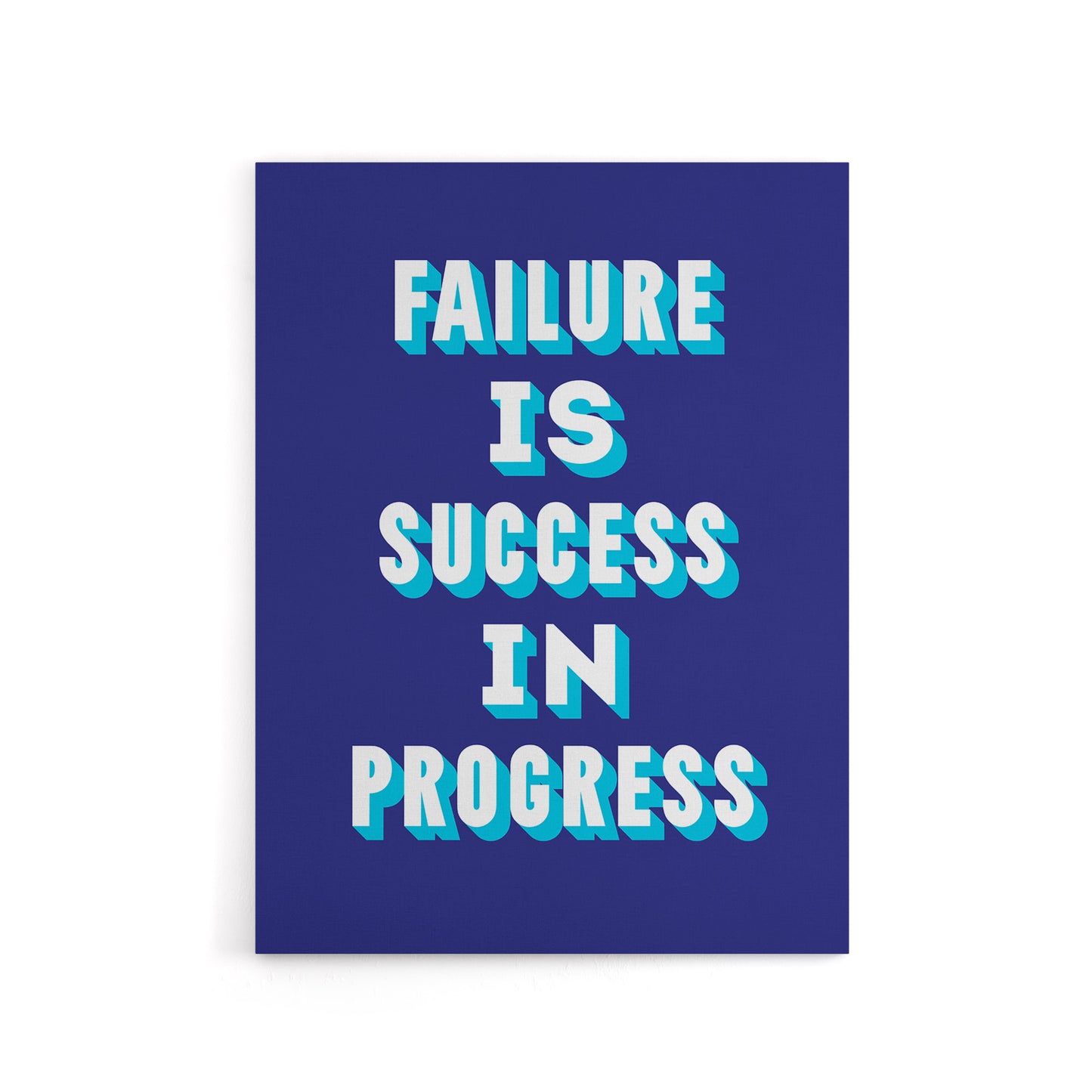 Failure Is Success In Progress Blue Motivational Canvas Wall Art Print