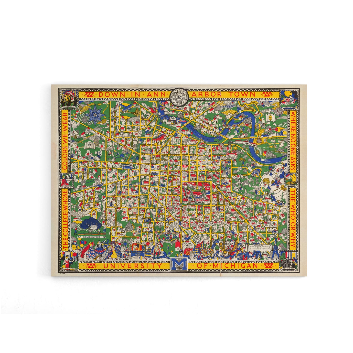 Koessler 1926 Map Michigan University Canvas Wall Art Print