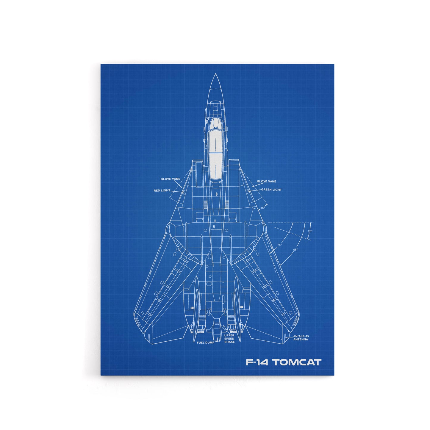 Grumman F 14 Tomcat US Fighter Blueprint Canvas Wall Art Print
