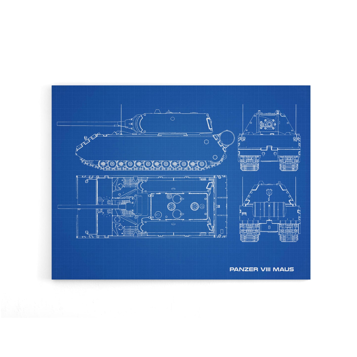 Panzer VIII Maus Super Heavy Tank Blueprint Canvas Wall Art Print