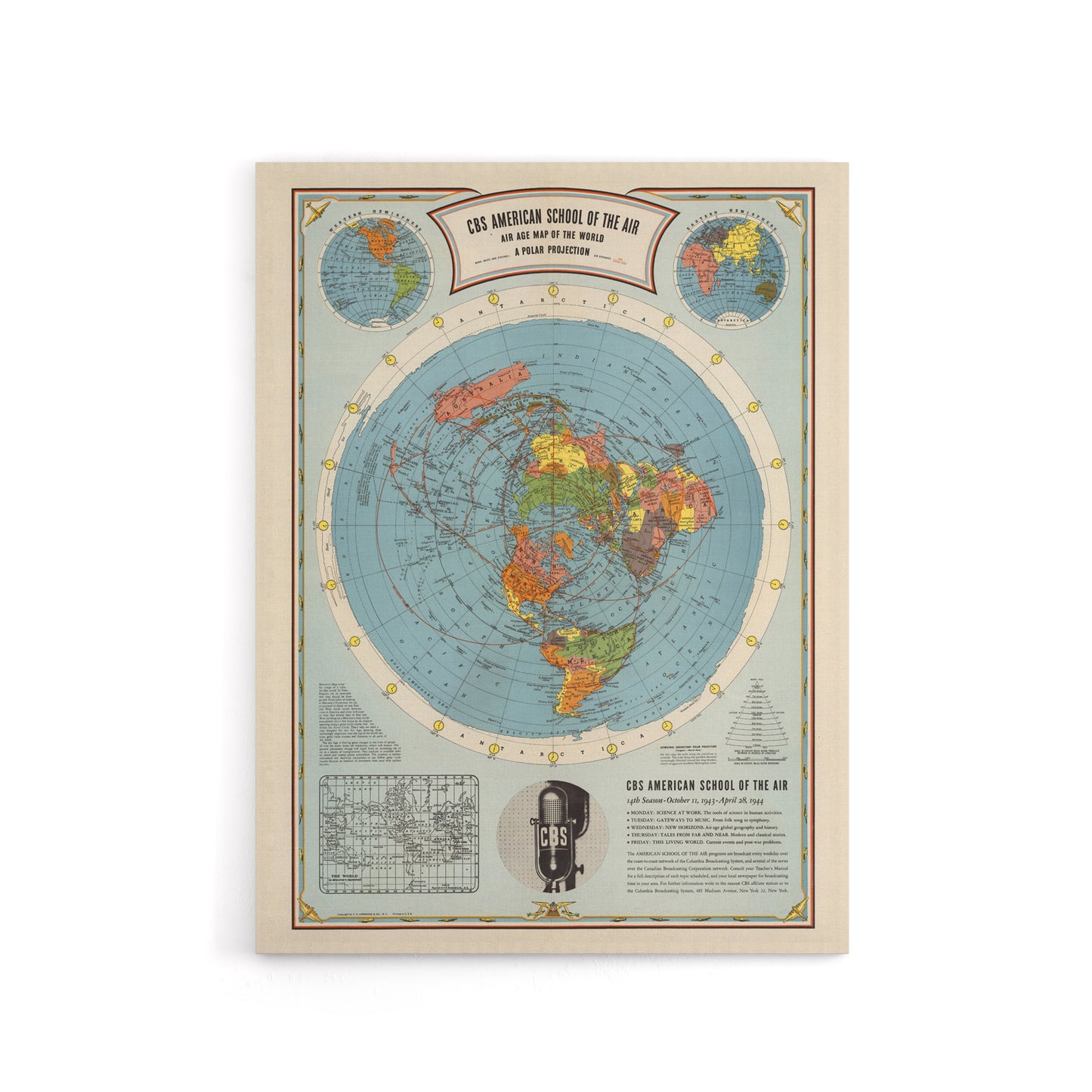 American School Of The Air Age World Map Canvas Wall Art Print