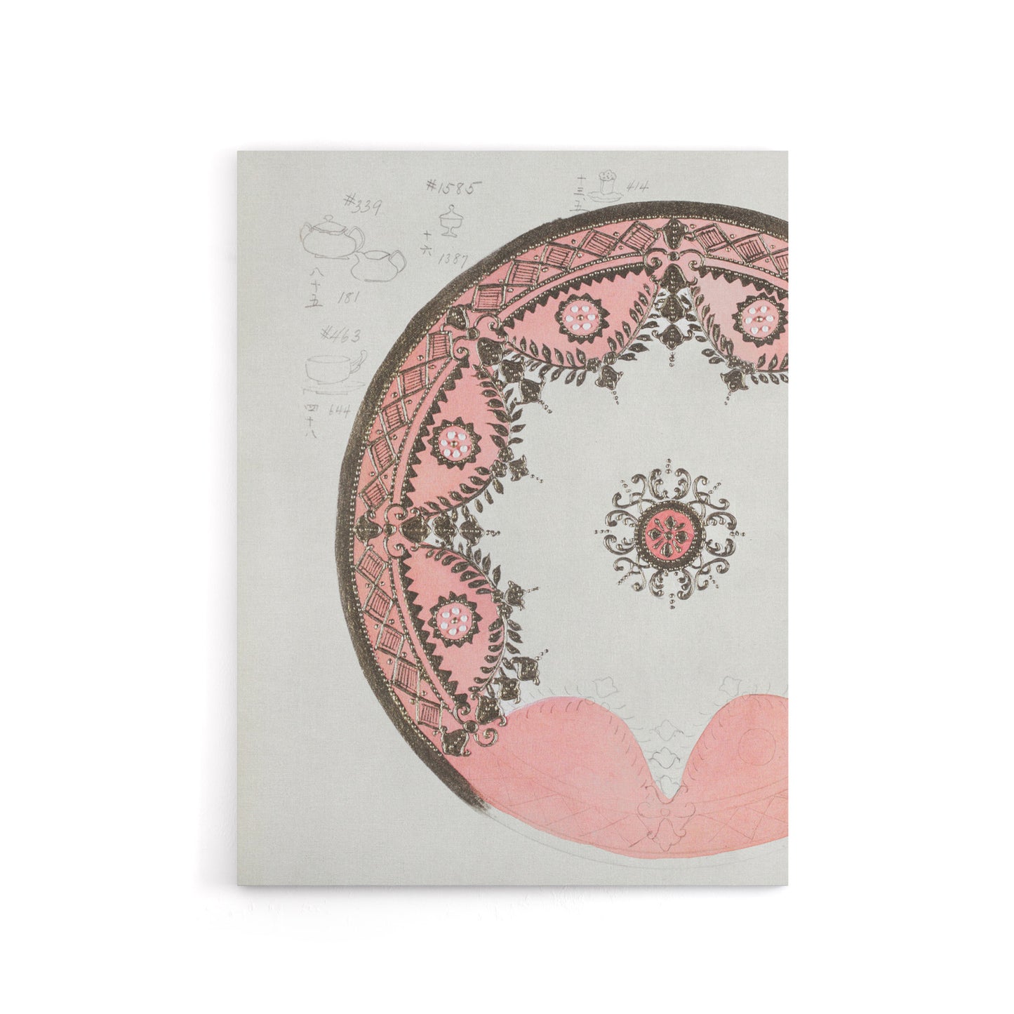 Vintage Pink Gold Plate Design Canvas Wall Art Print Noritake