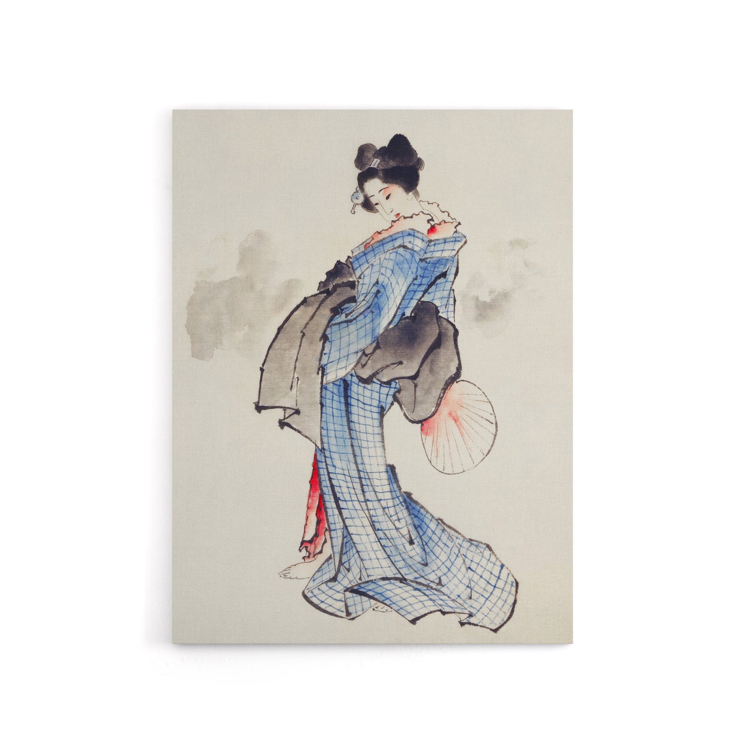 Vintage Japanese Geisha Portrait Canvas Wall Art Print Hokusai