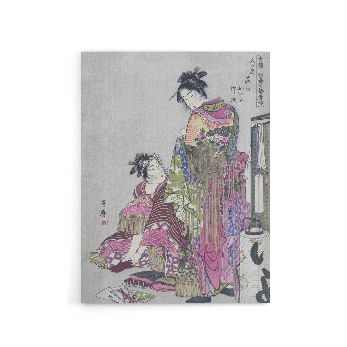 Husband And Wife Portrait Canvas Wall Art Print Utamaro Kitagawa