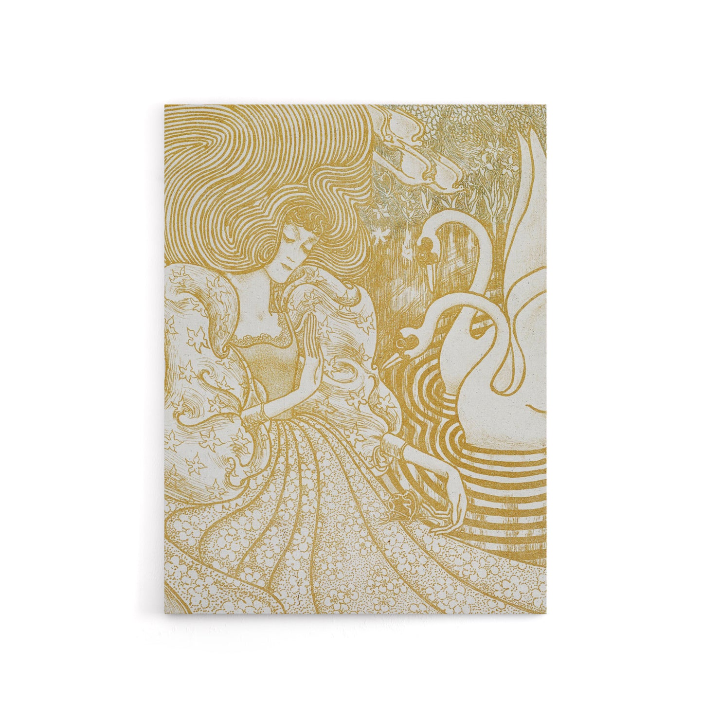 Woman With Butterfly Pond Two Swans Canvas Wall Art Print Toorop