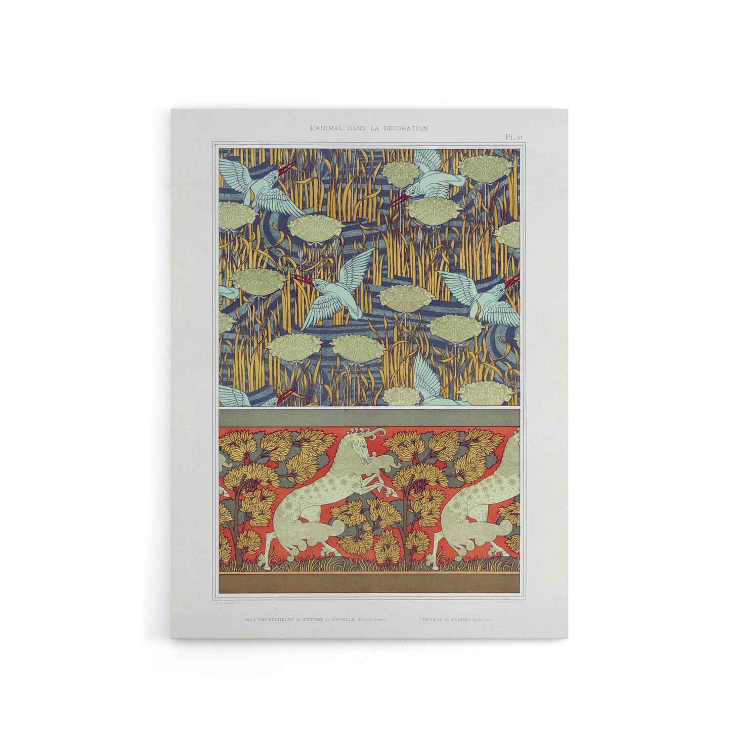 Kingfisher Bird and Horse Pattern Canvas Wall Art Print Verneuil