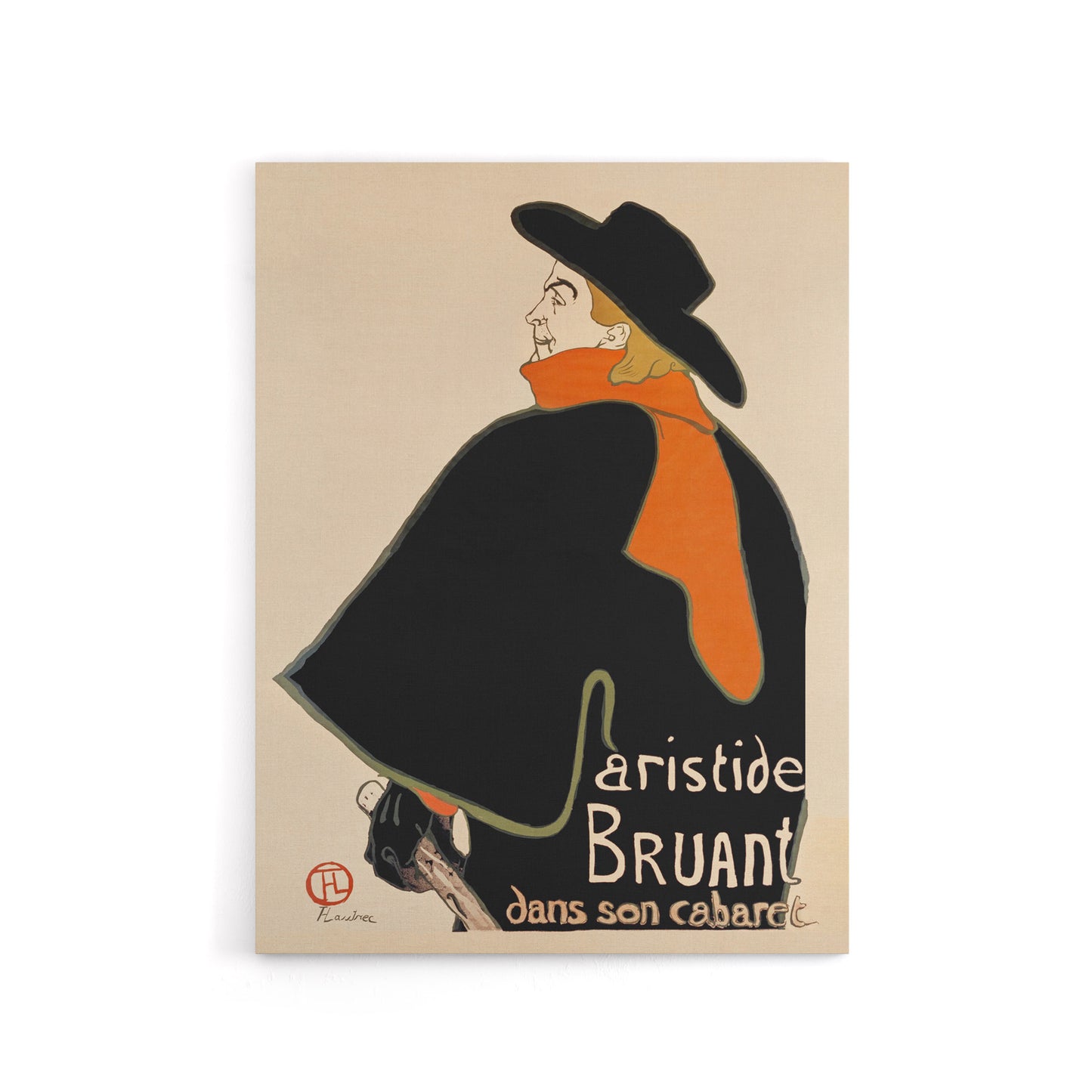 Aristide Bruant in his Cabaret Canvas Wall Art Print Lautrec