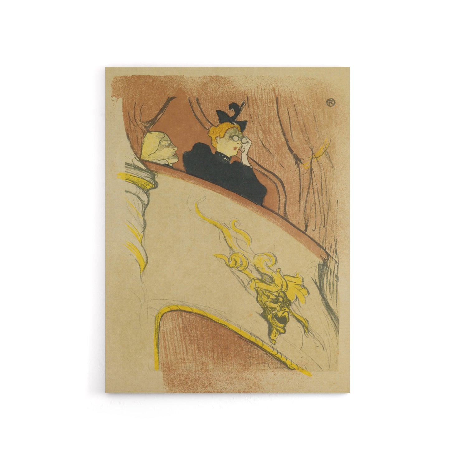 Box Sit with Gilded Mask Sketch Canvas Wall Art Print Lautrec