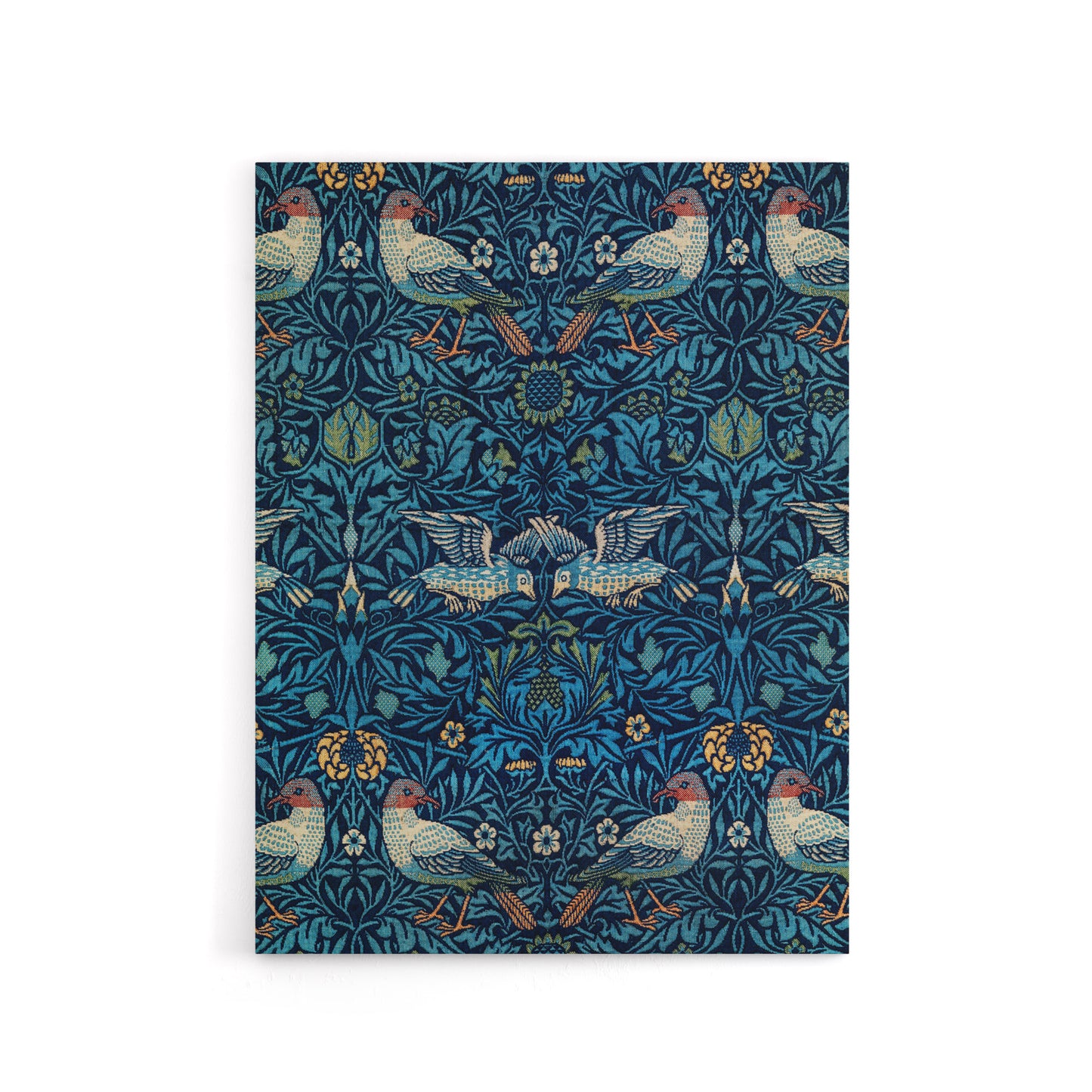 Birds and Flowers Blue Pattern Canvas Wall Art Print Morris