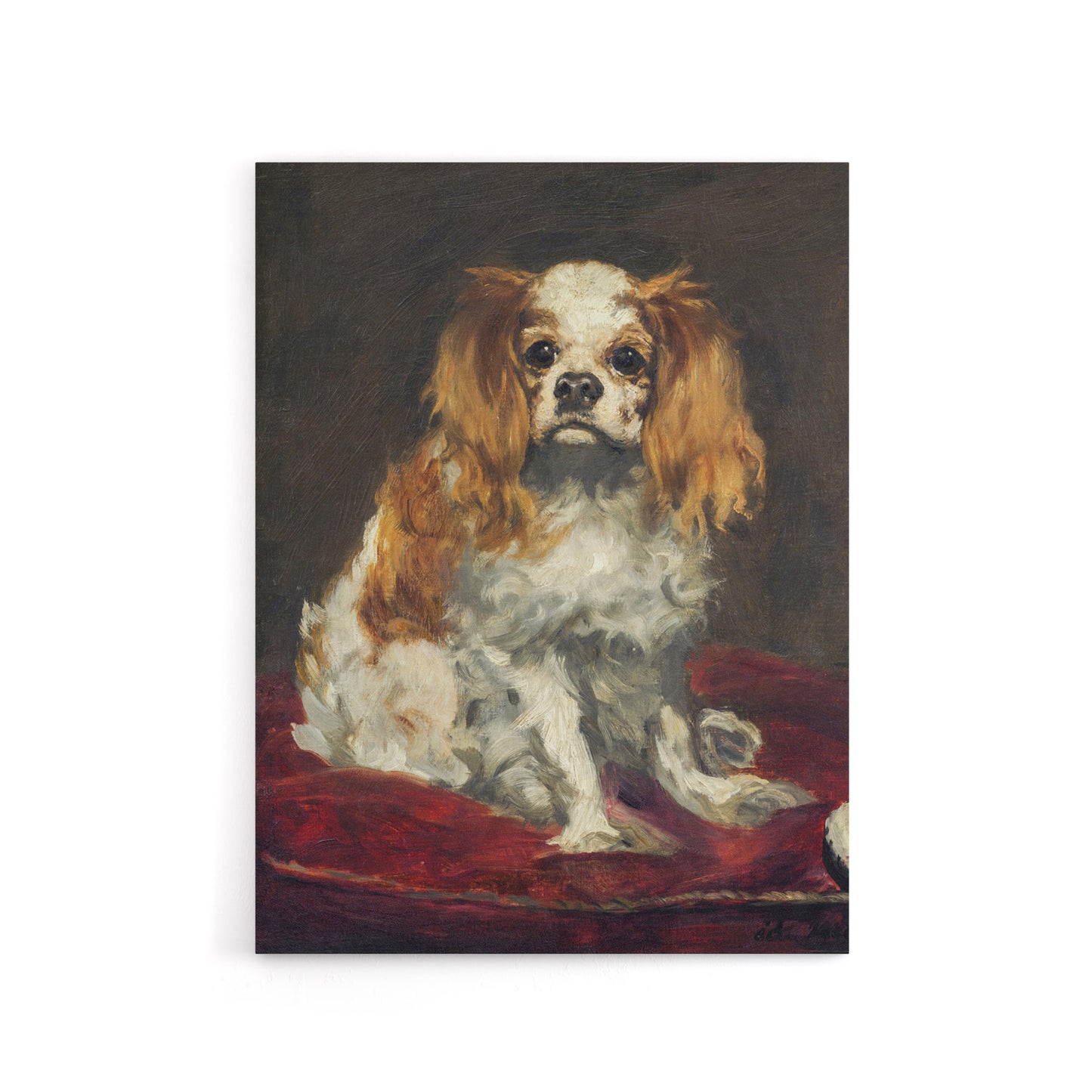 A King Charles Spaniel Dog Manet Vintage Canvas Wall Art