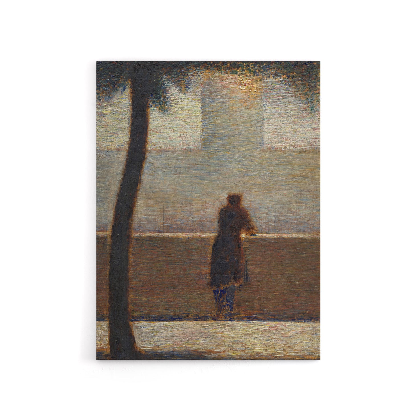 Man Leaning on a Parapet Seurat Vintage Canvas Wall Art