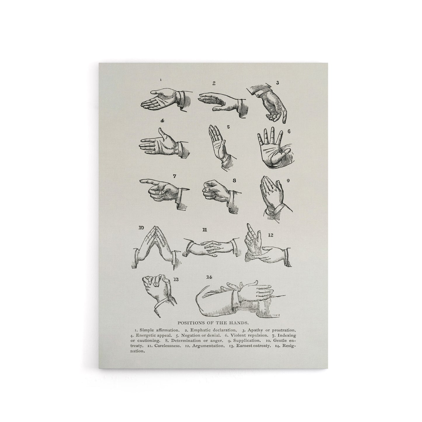 Positions of Hand Gestures Richardson Vintage Canvas Wall Art